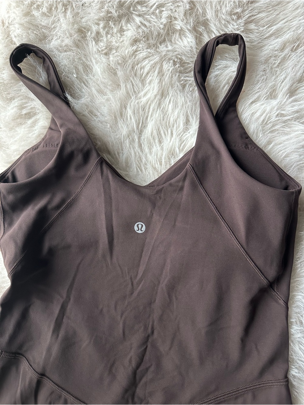 Lululemon Align V neck Sleek Women’s Short Romper Brown 8 padded bra - Picture 9 of 16